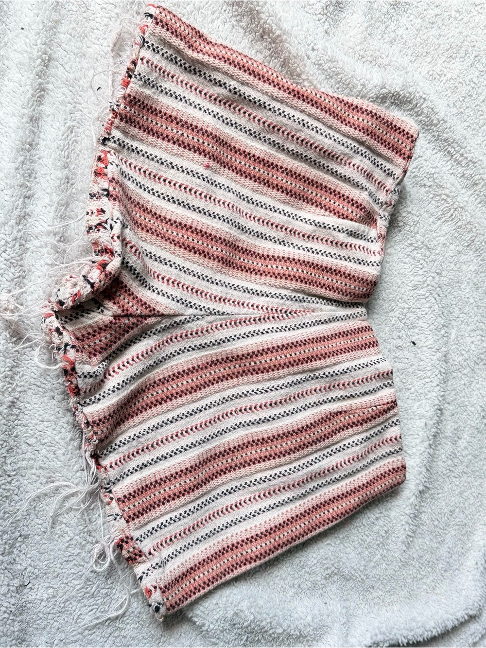 Pink and Cream Striped Crochet Shorts - Picture 3 of 3